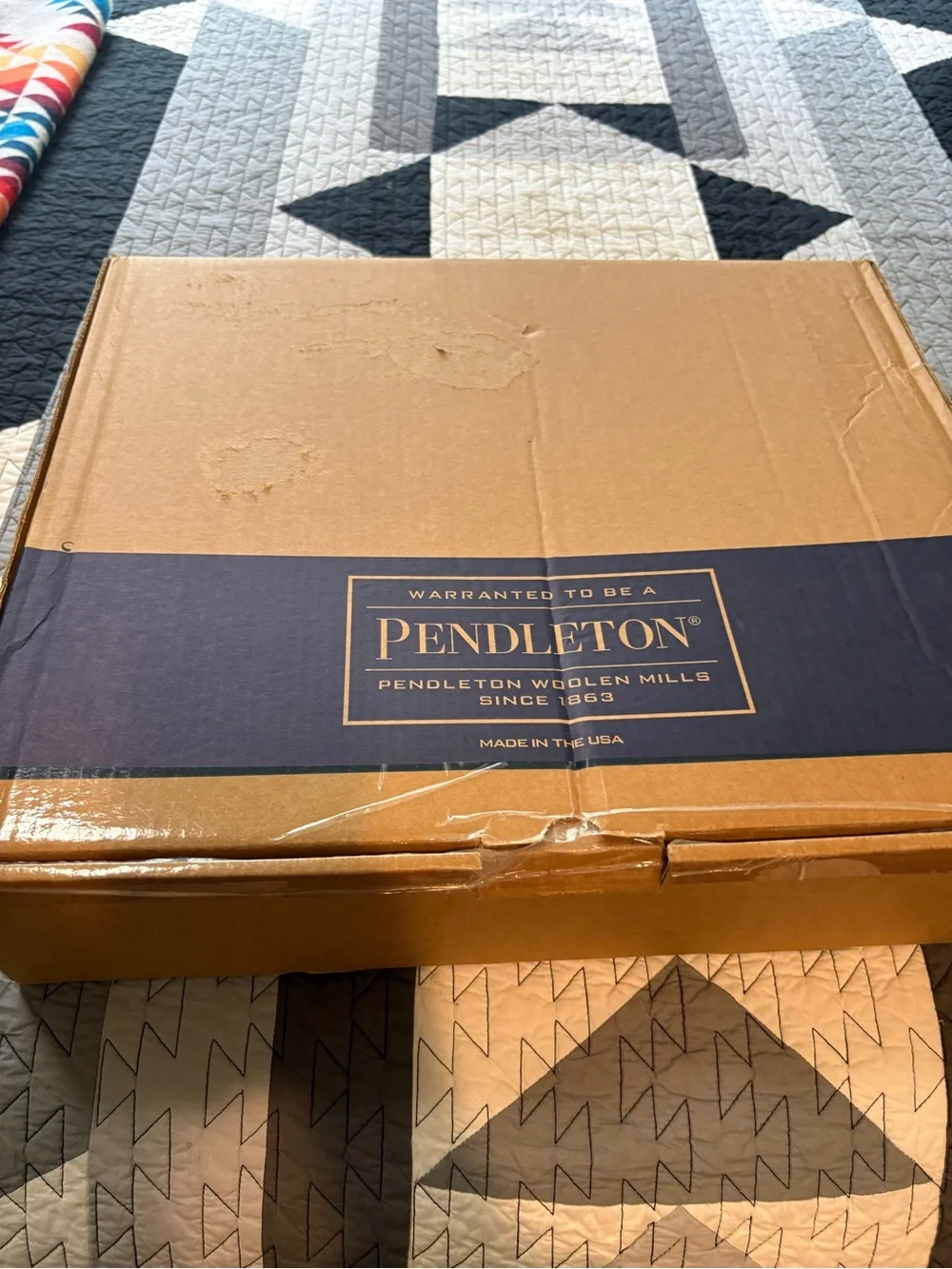 Pendleton Teal and Navy Wool Labeled Throw